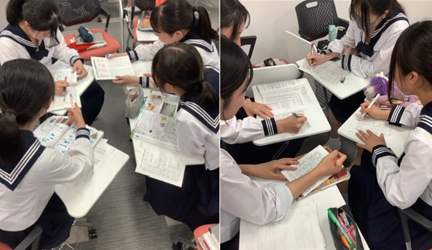 【社会】中間考査終了後のテスト振り返りワークの様子